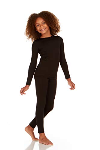 Thermajane Girls Thermal Underwear Set for Kids Long Johns Underwear Ultra Soft Winter Base Layer for Girls (Black, X-Small)