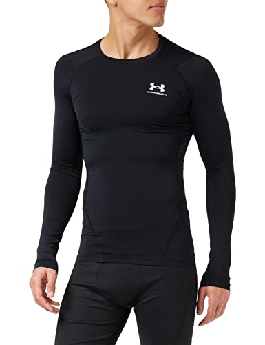 Under Armour Men's Armour HeatGear Compression Long-Sleeve T-Shirt , Black (001)/White, Large