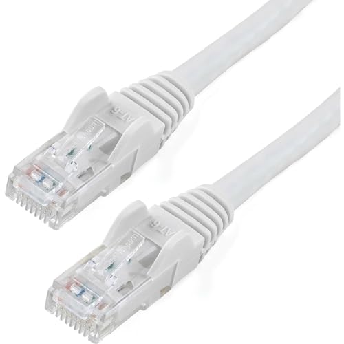 StarTech.com 50ft CAT6 Cable - White CAT6 Ethernet Cable - Gigabit Ethernet Wire - 650MHz 100W PoE RJ45 UTP CAT 6 Network/Patch Cord Snagless - Fluke Tested/Wiring is UL Certified/TIA (N6PATCH50WH)