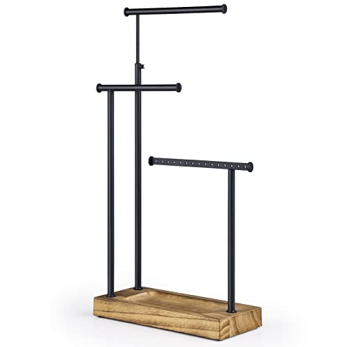SRIWATANA Jewelry Organizer Stand, Extra Tall Necklace Holder Jewelry Holder, Gift Idea (Carbonized Black & Black)