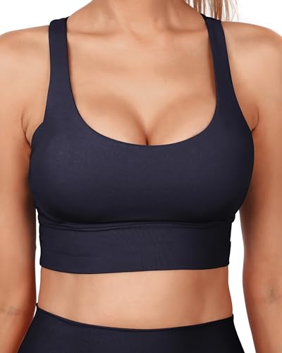 Grace Form Strappy Sports Bra for Women Padded High Impact Push Up Sports Bra Athletic Running Workout Bra Yoga Bra