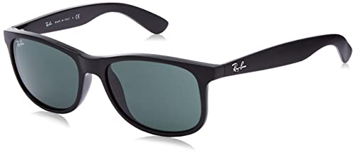 Ray-Ban RB4202 Andy Rectangular Sunglasses, Matte Black On Black/Dark Green, 55 mm