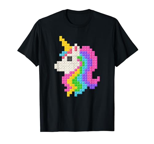 Cute Unicorn Lover Building Blocks Brick Master Builder Girl T-Shirt