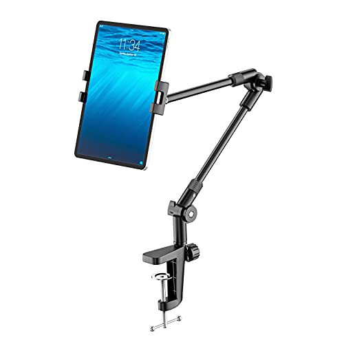 KDD Tablet Stand Holder with 360° Phone iPad Tripod Mount, 27in Long Arm Webcam Stand Projector Camera Mount for Desk, Fit for 4.7'-13' Devices, iPad Pro 12.9 Air Mini, Galaxy Tabs, Switch, iPhone