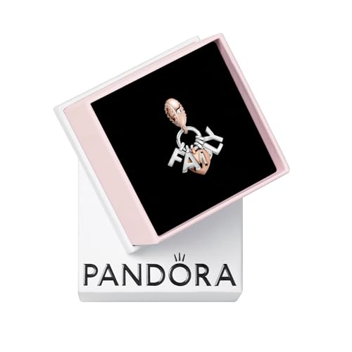 PANDORA Family Letters Dangle Charm - Compatible with PANDORA Moments - Stunning Women's Jewelry - Mother's Day Gift - Made with PANDORA Rose, Sterling Silver & Cubic Zirconia - With Gift Box