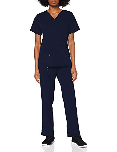 Adar Uniforms Pro Breakthrough Plus Scrub Set for Women, Enhanced V-Neck Top & Multi Pocket Pants, 4400, Navy, M