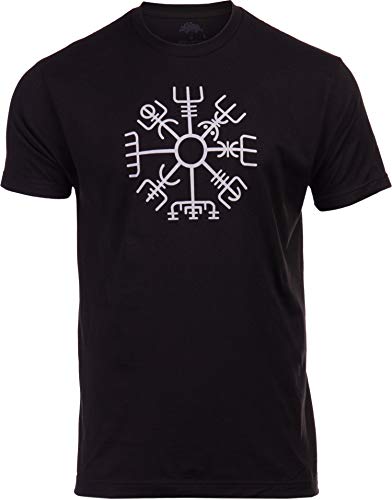 Vegvisir | Nordic Viking Rune Compass Norse Germanic Icelandic Pagan Magic Symbol T-Shirt-(Adult,3XL) Black