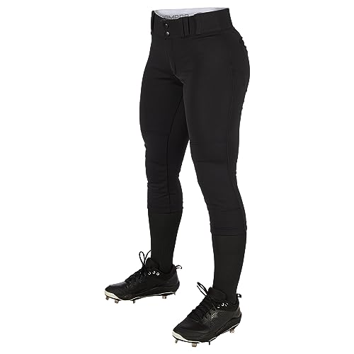 CHAMPRO Women's Tournament Traditional Low-Rise Polyester Softball Pant, Medium, Black
