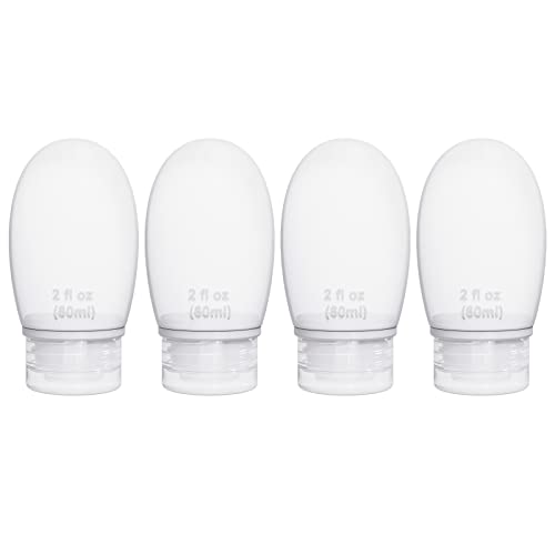 Silicone Travel Bottles for Toiletries TSA Approved Travel Size Containers Set 4 Pack Portable Leak Proof Refillable Cosmetic Squeeze Bottles Shampoo Hair Conditioner Body Lotion Bath Shower Gel