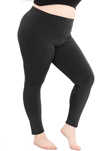 Women's Cotton Plus Size Leggings Black 2X
