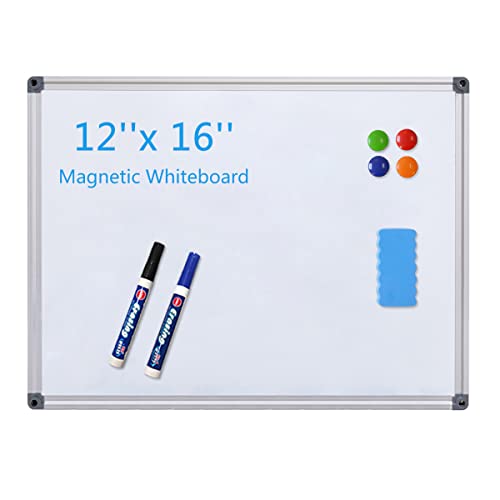 Magnetic Small White Board 12x16 Inch, Dry Erase Board on Wall, Aluminium Frame White Board (12x16 inch)