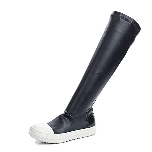 Kluolandi Women's Stretch Flat Over The Knee Thigh High Boots Comfort Knee-high Sneakers Black Thigh High Size 8