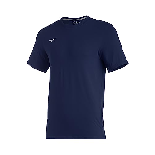 Mizuno mens Large Short Sleeve Crew, Navy, Large US