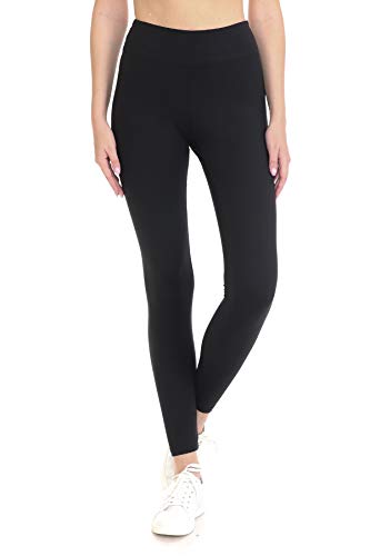 HLY128SZ-BLACK-L High Waisted ActiveFlex Athletic Yoga Leggings-Black, Large