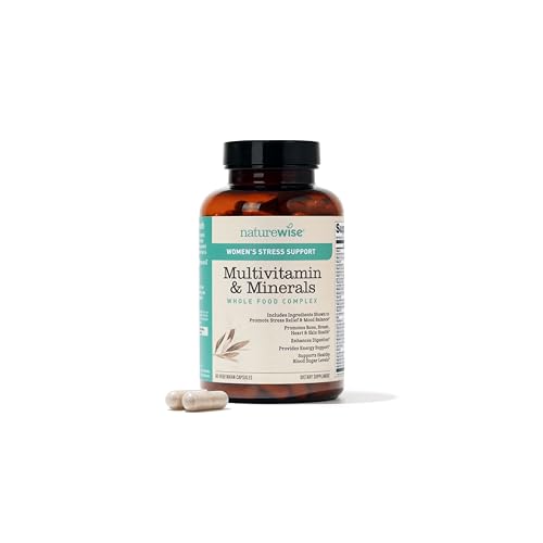 NatureWise Multivitamin for Women + Stress Support + B-Complex + Vitamin C + D3 K2 for Immunity, Hair, Skin & Nails, Digestion + Whole Organic Foods - Vegetarian, Non-GMO - 60 Capsules[1-Month Supply]