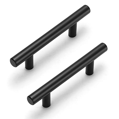 Estmoon 30 Pack 3 Inch Cabinet Handles Matte Black Cabinet Pulls Stainless Steel Black Kitchen Handles for Cabinets and Drawers, 76mm Hole Centers