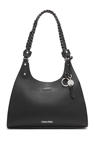 Calvin Klein Shelly Novelty Satchel, Black/Silver Combo