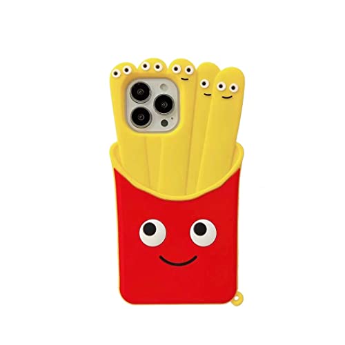 3D Cartoon French Fries Case,Fashion Cute Soft Silicone Case Rubber Gel Shockproof Protective Cover (iPhone 11)