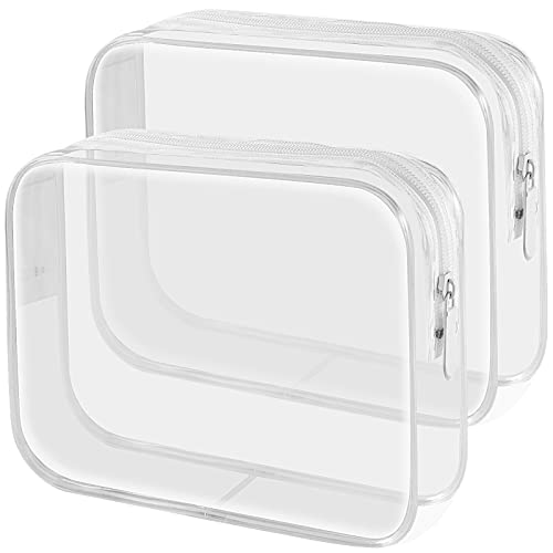 Lermende 2pcs/pack Clear Toiletry Bag TSA Approved Travel Carry On Airport Airline Compliant Bag Quart Sized 3-1-1 Kit Luggage Pouch