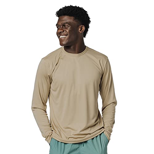 Vapor Apparel Men's Outdoor UPF 50+ Long Sleeve T-Shirt, UV Sun Protection for Fishing, Running, Hiking, XXXL, Tan