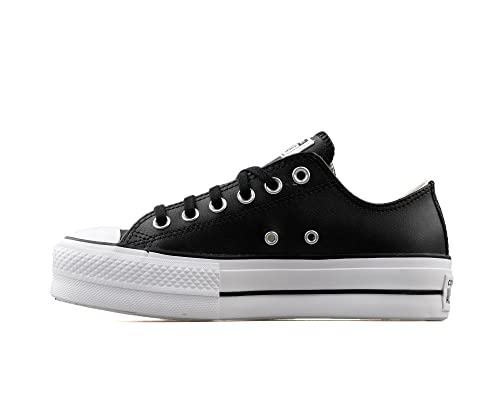 Converse Women's Chuck Taylor All Star Lift Clean Sneaker, Black/Black/White, 5 M US