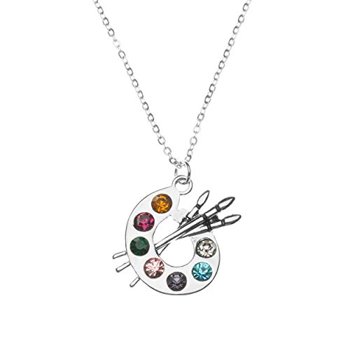 Sportybella Artist Paint Palette and Brush Charm Pendant Necklace, Painters Jewelry Gift for Women, Teens & Girls
