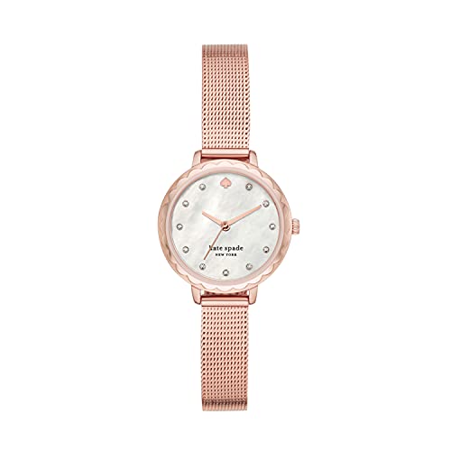 Kate Spade New York Women's Morningside Quartz Stainless Steel Mesh Three-Hand Watch, Rose Gold Mesh Mini, One Size