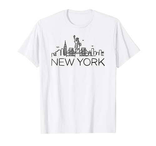 NYC New York City Skylines statue of liberty Buildings Birds T-Shirt