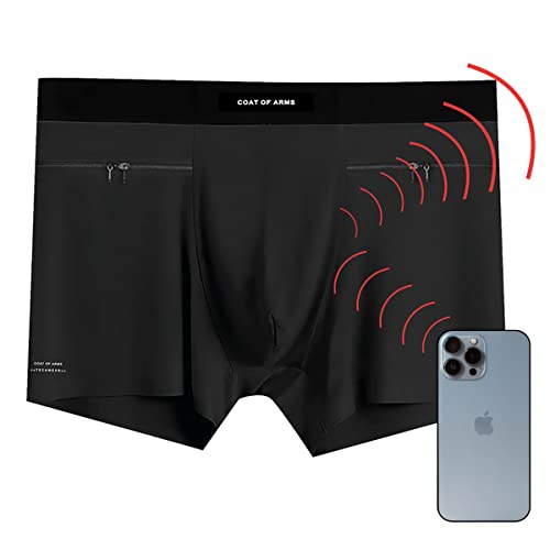 Coat of Arms Silver Boxer Brief Underwear Anti Cellphone Radiation EMF Shielding RF 5G Protection Wifi Everyday Carry EDC