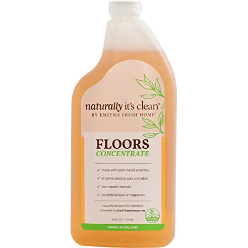naturally It's clean Floor Cleaner (Makes 24-Gallons) for All Floor Types (Plant Based Enzymes) pH Neutral, Biodegradable, Kids&Pets Safe; Rinse Free, Eliminates Odors