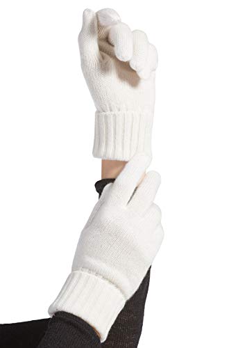 Fishers Finery Women's 100% Pure Cashmere Gloves Ultra Plush Ribbed Cuff Cream