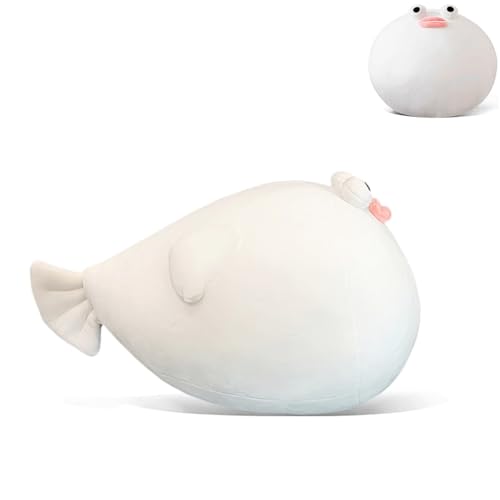 Goylmc Puffer Fish Plush Pillow - 15.7 inch Puffer Fish Stuffed Animal Plush - Birthday Holiday Christmas for Girls Boys Adults (White)
