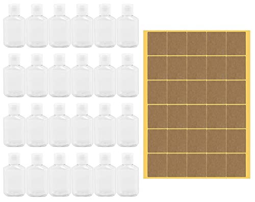 Cornucopia 2-Ounce Plastic Squeeze Bottles (24-Pack); Empty Flip Cap Purse-Size, Travel Size, Clear Plastic Containers for Lotion, Shampoo, Etc.