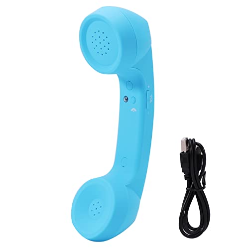 Retro Cordless Telephone Handset, Classic Vintage Wireless Bluetooth Telephone Handset Receivers Headphones (Sky Blue)