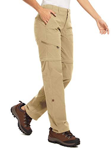 Womens Hiking Convertible Pants Zip Off Lightweight Quick Dry Outdoor Fishing Safari Waterproof Travel Camping Pants,2192,Khaki,30/US 10