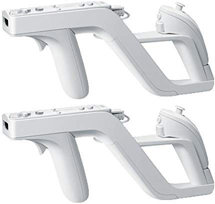 TNP Zapper Gun for Nintendo Wii Wireless Blaster Remote Wiimote Controller Game Attachment, Links Remote Nunchuk for Shooting Sport Games Light White