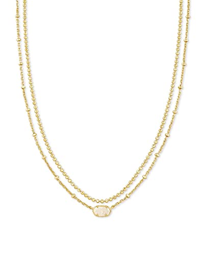Kendra Scott Emilie Multi-Strand Necklace for Women, Fashion Jewelry, 14k Gold-Plated, Iridescent Drusy