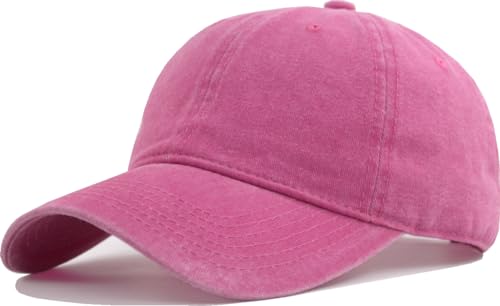 TSSGBL Vintage Washed Denim Soft Low Profile Plain Baseball Caps Men Women Solid Barbie Hot Pink Red Workout Dad Hat Ball Caps