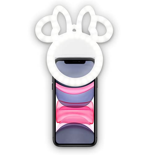 Disney Minnie Mouse Clip On Selfie Ring Light for Phone- Rechargeable LED Ring Light for iPhone and Other Devices- Small Ring Light - 3 Light Settings Disney Selfie Light Ring