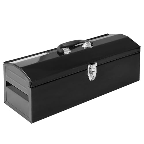 Torin ATB101B-2 19' Hip Roof Style Portable Steel Tool Box with Metal Latch Closure and Removable Storage Tray, 19.1' x 6.1' x 6.5', Black