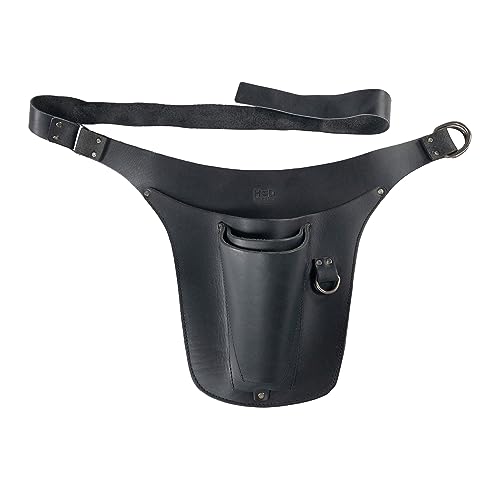 Hide & Drink, Florist Tool Belt for Women, Measuring Tape Holder, Gardening Scissors Holster, Small Waist Bag, Pruning Shears Case for Ladies, Full Grain Leather, Handmade, Charcoal Black