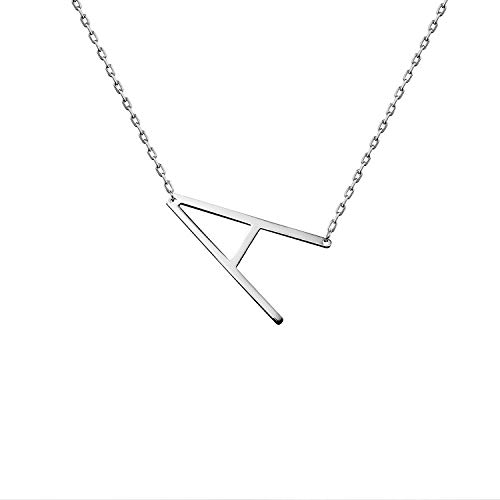 WIGERLON Stainless Steel Initial Letters Necklace for Women and Girls Color Gold and Silver from A-Z Letter A Color Sliver