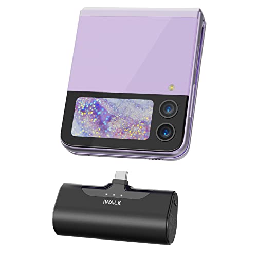 iWALK Small USB C Portable Charger, 4500mAh Portable Phone Charger for Android, Power Bank Battery Pack Compatible with Samsung Galaxy S23 Ultra/S22/Z Flip5/Z Flip4/Note/Moto/LG/Google Pixel, Black