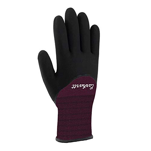 Carhartt womens Thermal Full Coverage Nitrile Grip Cold Weather Gloves, Deep Wine, 1 Count Pack of US
