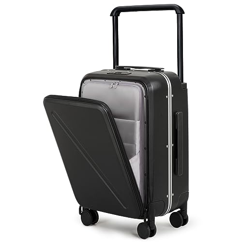 MILADA Luggage Hard Shell Suitcases Airline Approved Carry On Luggage 22x14x9 TSA Approved Luggage Suite Case with Wheels 20 Inch Travel Luggage with Wide Handle Suitcase for Women Man, Black