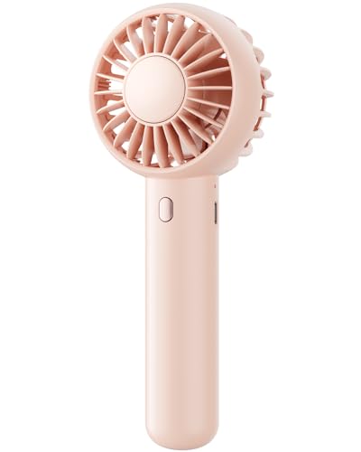 Gaiatop Mini Portable Fan, Powerful Handheld Fan, Cute Design 3 Speed Personal Small Desk Fan with Base, Lightweight Makeup USB Rechargeable Fan for Stylish Girl Women Travel Indoor Outdoor Pink