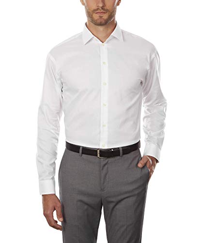 Unlisted by Kenneth Cole mens Regular Fit Solid Dress Shirt, White, 16 -16.5 Neck 34 -35 Sleeve Large US