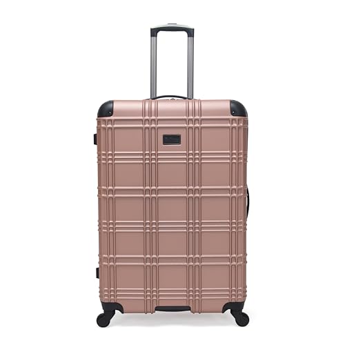 Ben Sherman Nottingham Lightweight Hardside 4-Wheel Spinner Travel Luggage, Rose Gold, 28-Inch Checked