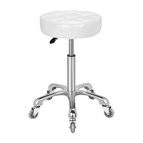 KARRIE Swivel Stool Chair Adjustable Height,Heavy Duty Hydraulic Rolling Metal Stool for Kitchen,Salon,Bar,Office,Massage