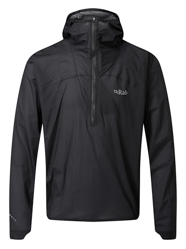 RAB Men's Phantom Waterproof Breathable Pull-On Jacket for Road & Trail Running - Ebony - Medium
